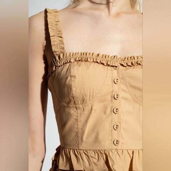 Ulla Johnson Alexandra Cotton Poplin Ruffle Bustier Cami Camisole Top Cedar - Picture 8 of 9